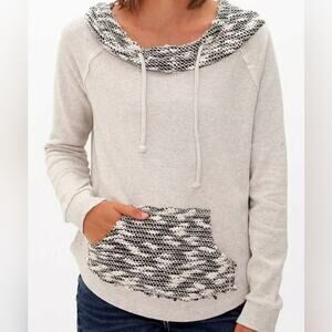 White Crow Womens French Terry Knit Sweatshirt Pullover Sweater with Hood Size S